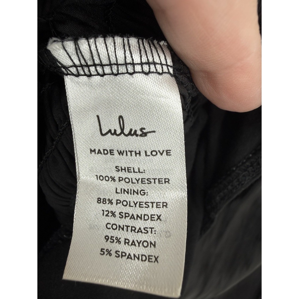 Lulus Black Smocked Square Neck Bodysuit with Satin Balloon Sleeves & Cutout M - Picture 6 of 6